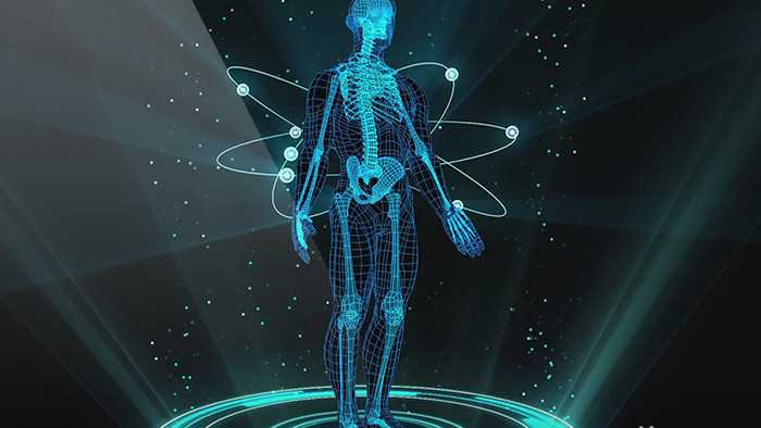科幻光效舞台虚拟人体骨架视频素材