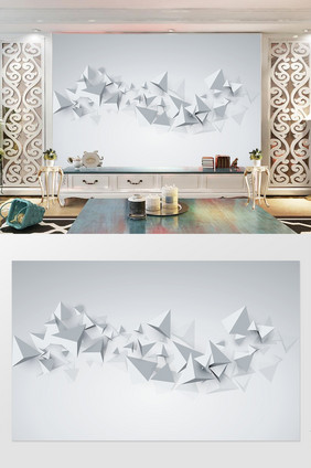 现代简约时尚北欧三角形几何电视背景墙