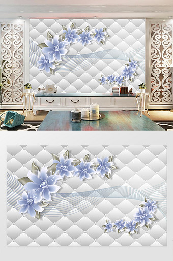 水蓝色花朵花瓣高级典雅气质背景墙图片
