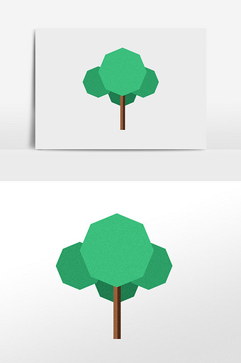 绿色简约扁平棱形树插画元素图片