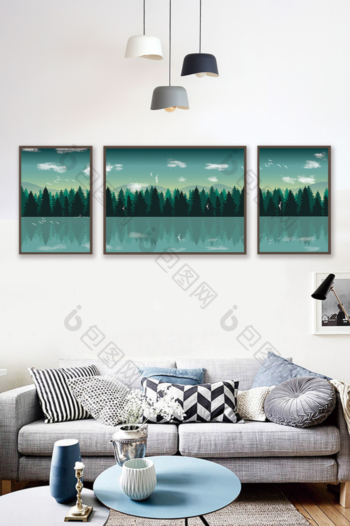 简约自然意境山水装饰画-简约自然意境山水装饰画效果图-【包图网】