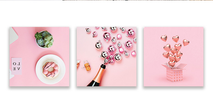现代简约粉色系爱心物品摆件餐厅客厅装饰画