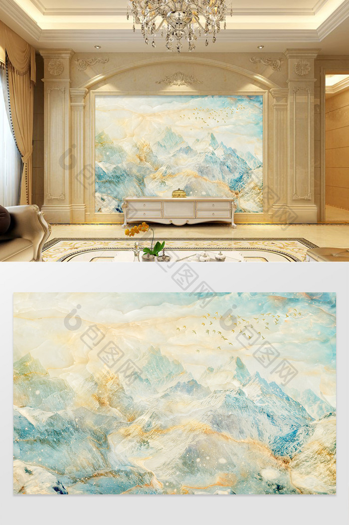 大理石玉石山水风景画背景墙