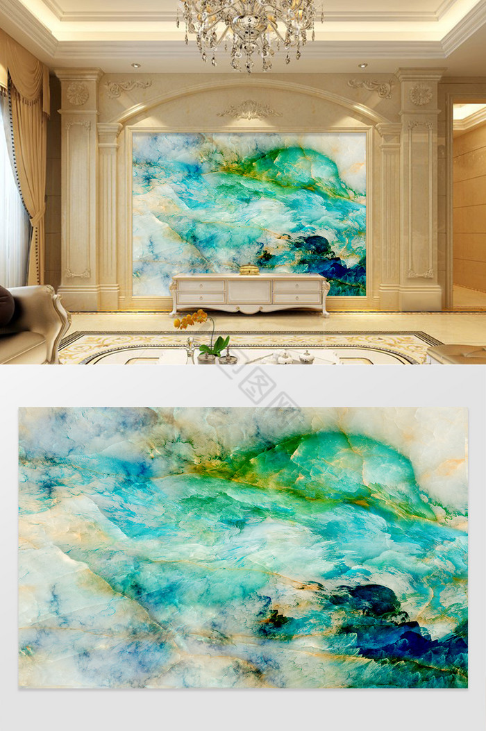 大理石玉石山水风景画高山流水背景墙图片