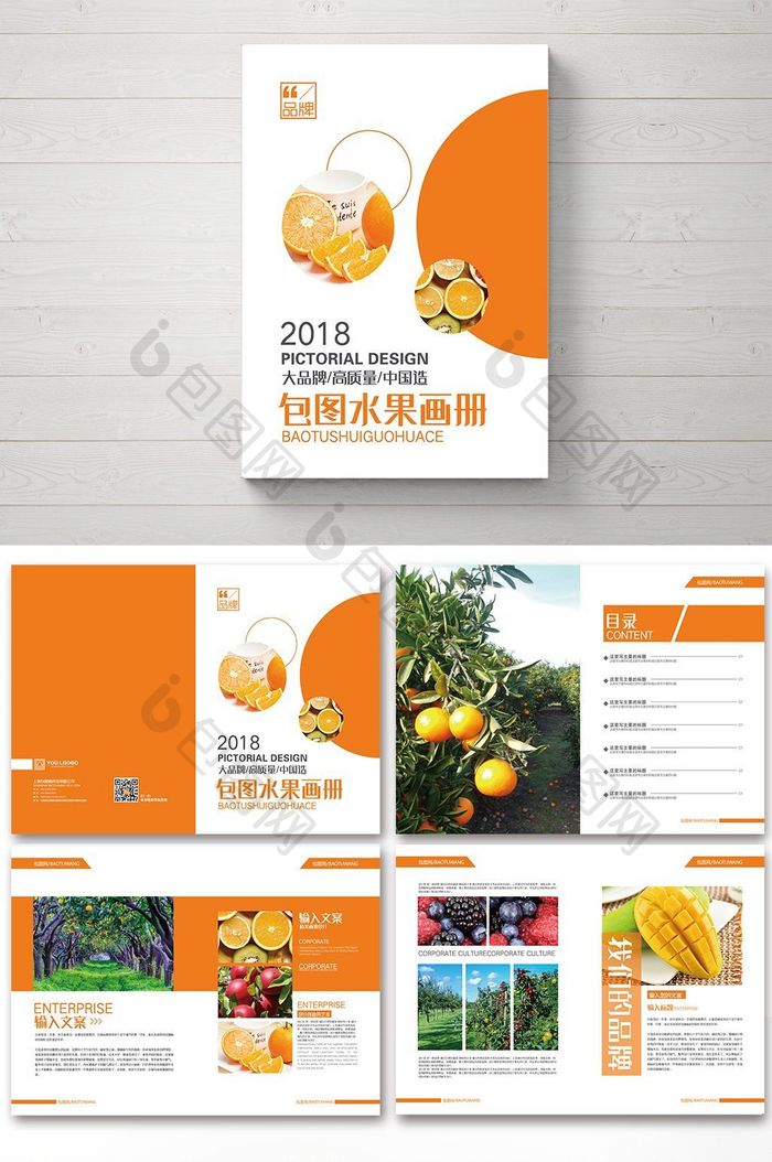 2018橙色 健康 营养水果整套画册设计