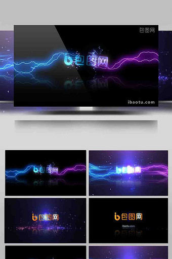 震撼能量电流的标志特效AE模板图片