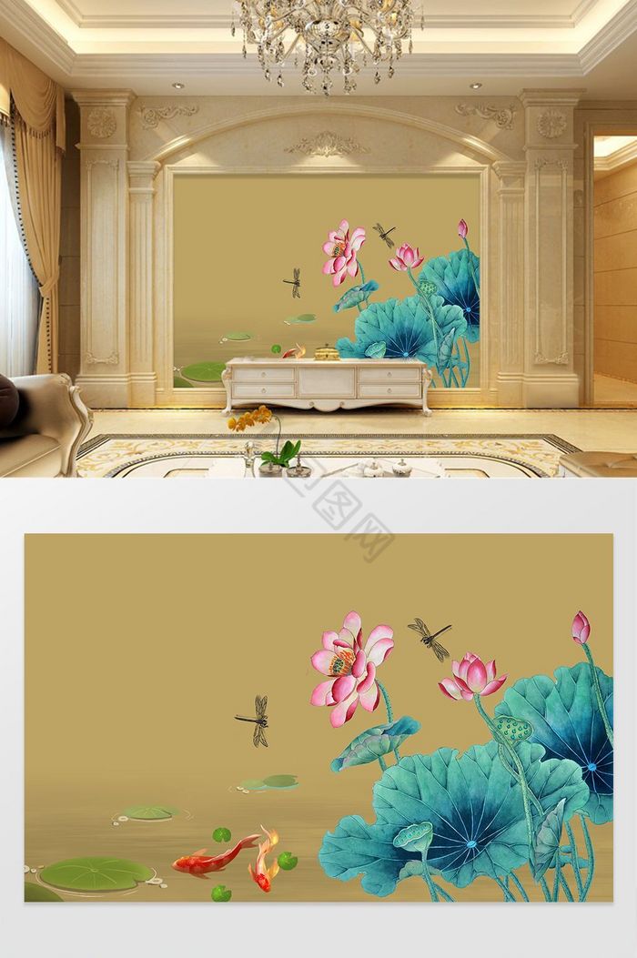 荷花背景墙