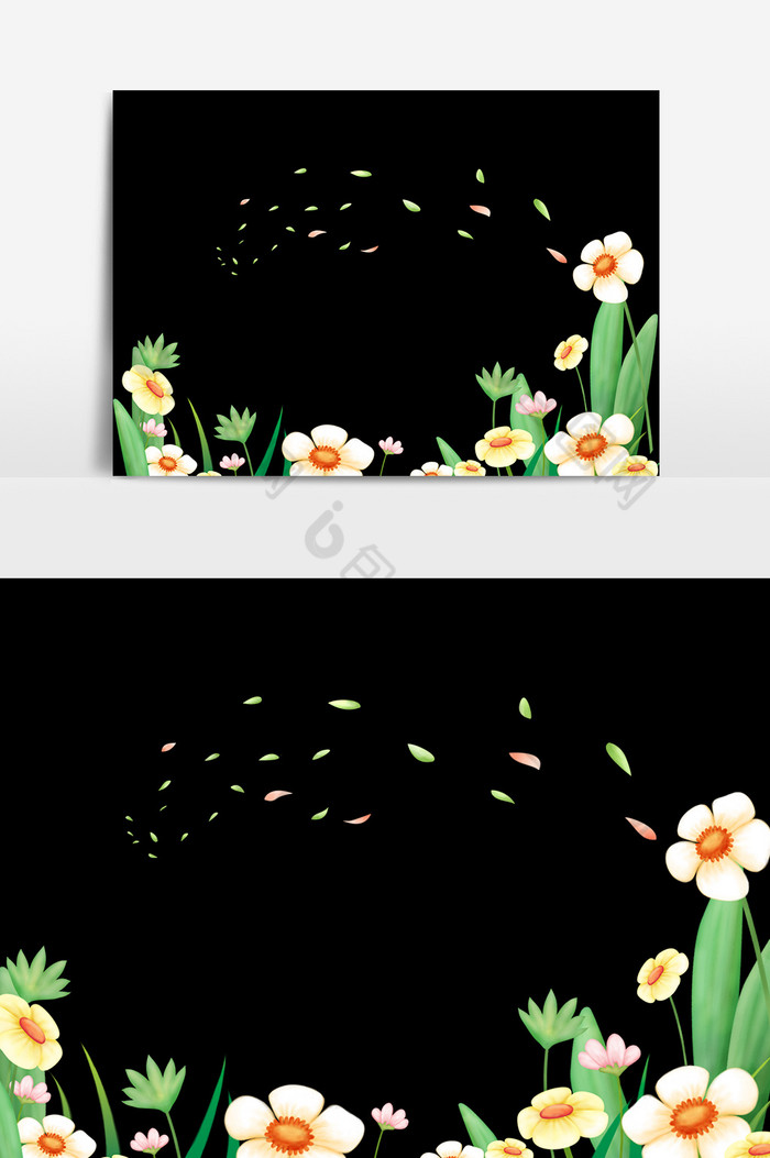 玫瑰花花卉边框绿叶边框图片