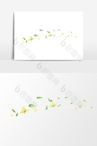 绿叶蝴蝶元素素材图片