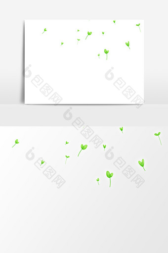 漂浮心形花草绿叶元素素材图片