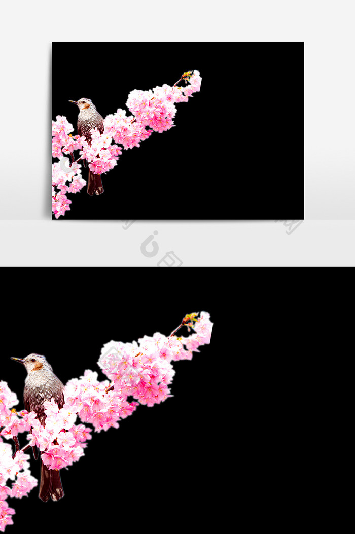 粉色梅花鸟设计元素