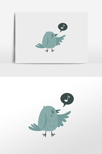 蓝色小鸟插画元素图片