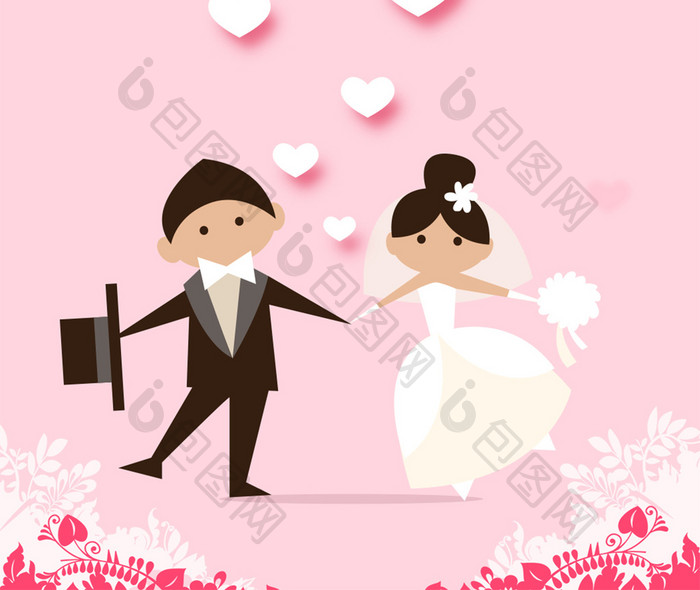 粉色结婚邀请函手机海报图