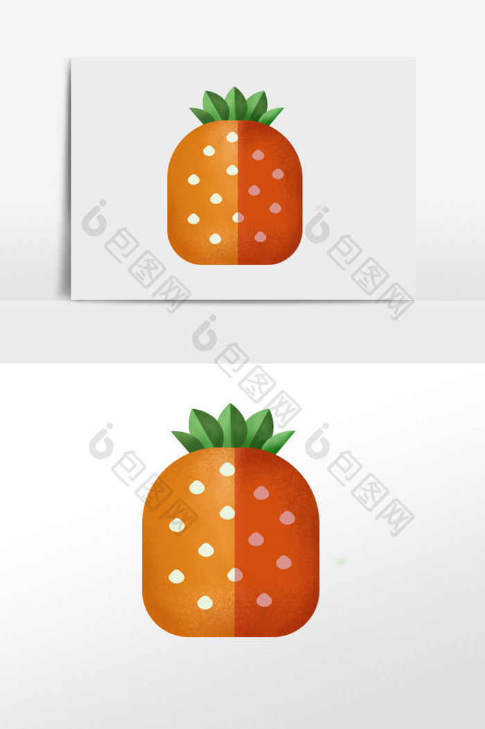简洁时尚几何扁平水果菠萝杂点纹理插画元素