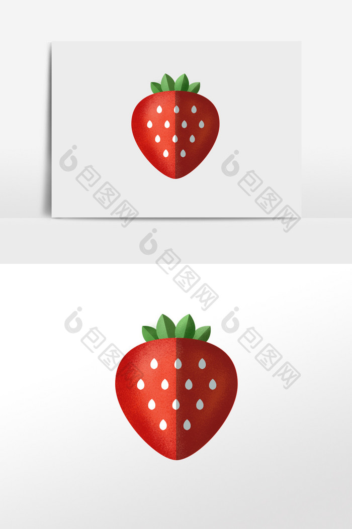 简洁时尚几何扁平水果草莓杂点纹理插画元素