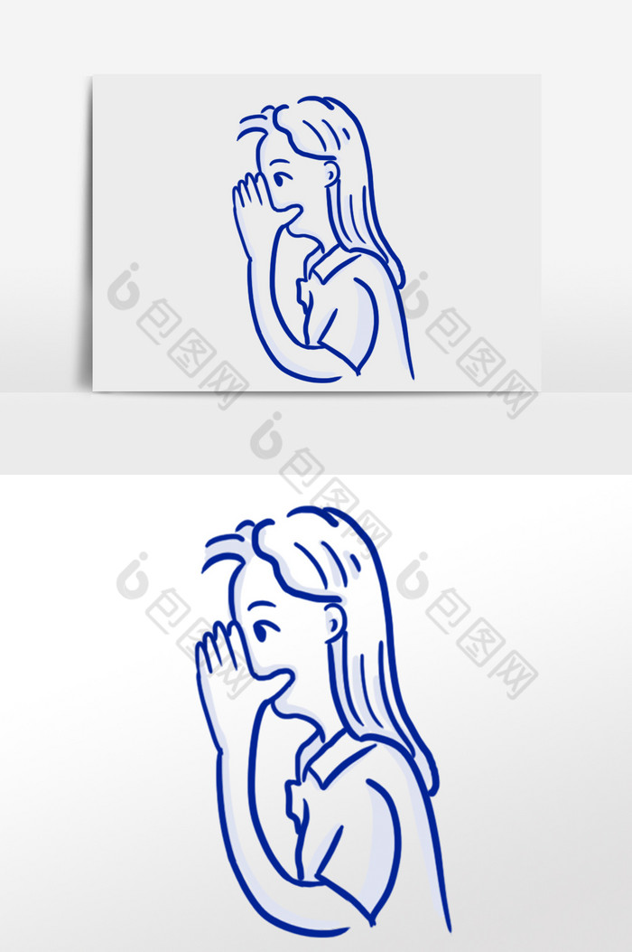 简笔画说悄悄话的女人插画
