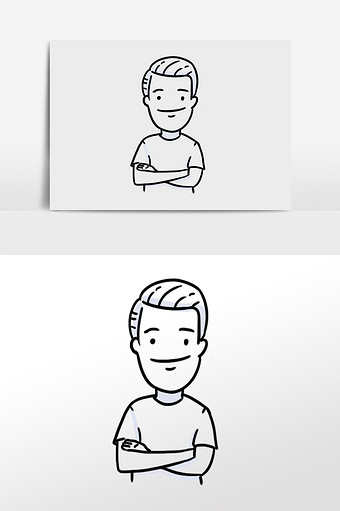 卡通简笔画插手的男人手绘元素插画图片下载