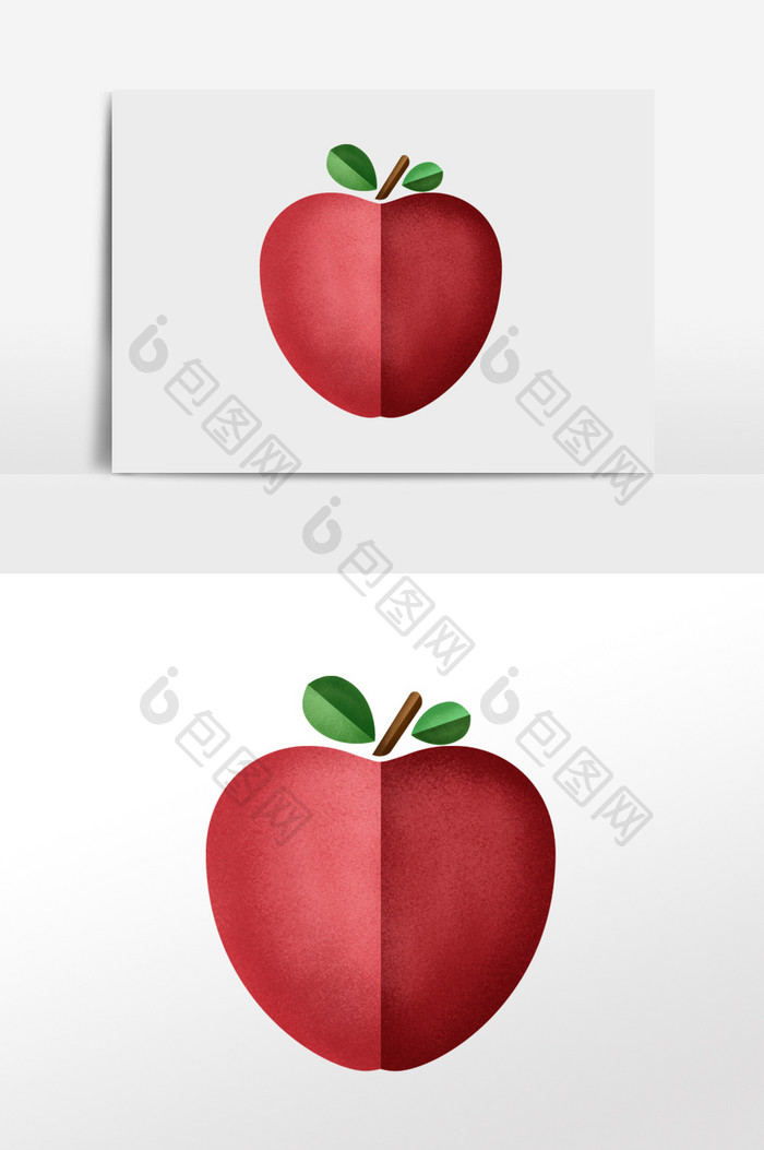 简洁时尚几何扁平水果苹果杂点纹理插画元素