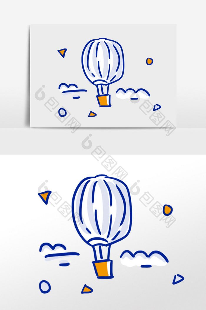 卡通简笔画热气球手绘元素插画