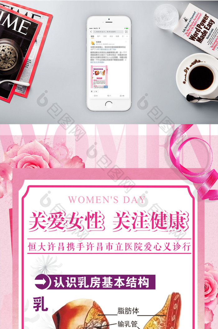 关爱女性健康设计信息长图