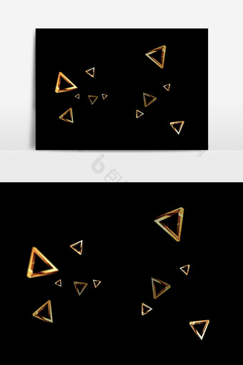 金色三角形几何装饰效果元素素材图片