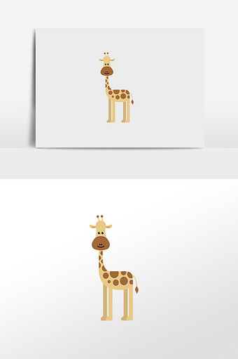 黄色卡通长颈鹿插画元素图片