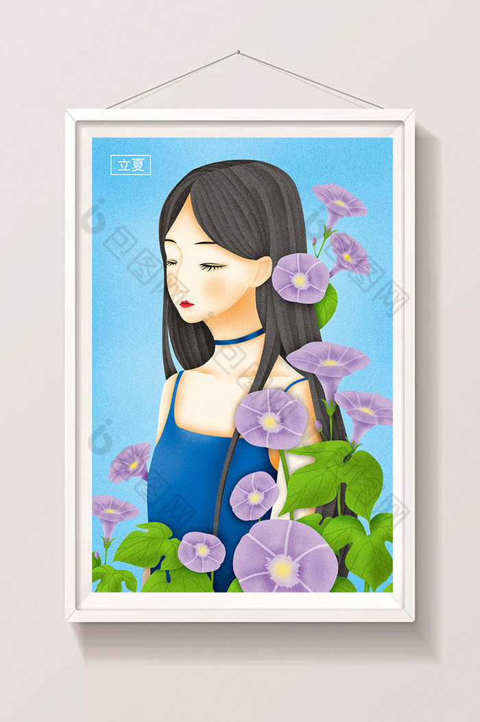 清新夏天立夏夏至小暑大暑牵牛花美女插画 图片下载 包图网 清新夏天立夏夏至小暑大暑牵牛花美女插画 图片下载 包图网