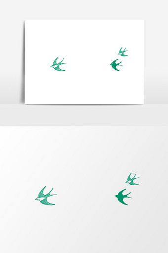水彩绿色燕子小鸟素材图片