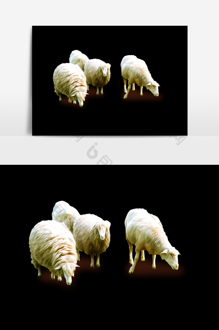 手绘动物绵羊元素素材