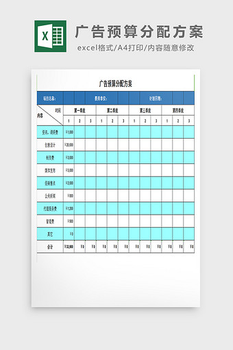 广告预算分配方案excel模板图片