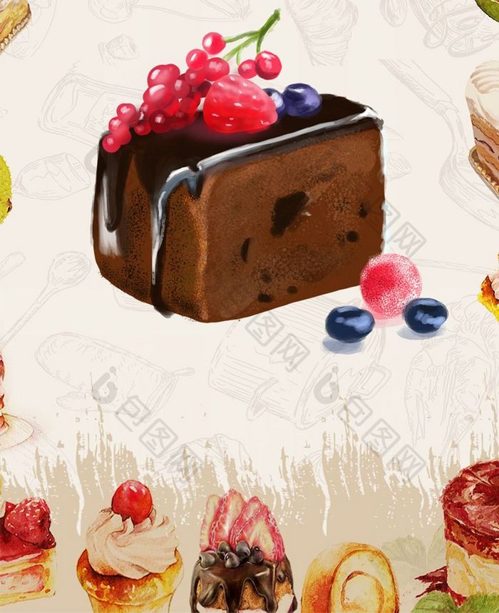 蛋糕美食手机海报图