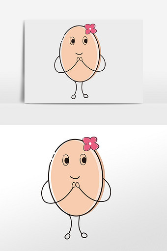 戴花卡通鸡蛋表情女图片