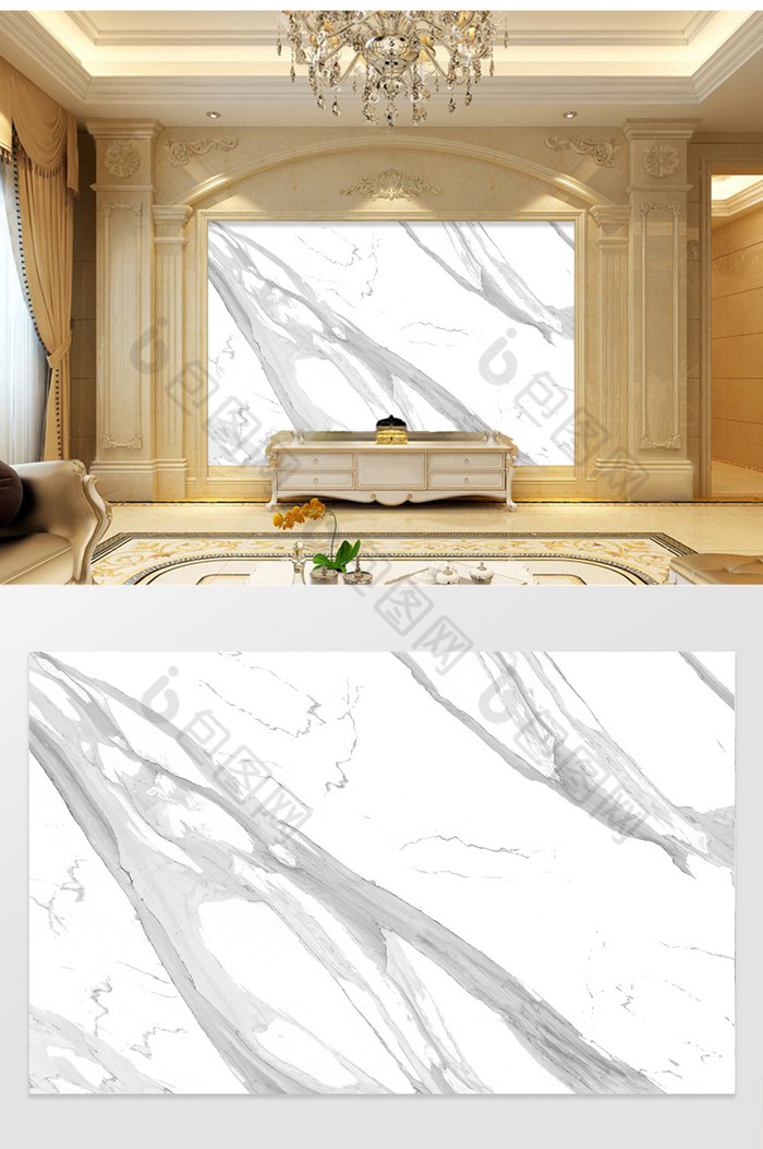 高清3D大理石纹山水花日出背景墙冰白玉图片图片