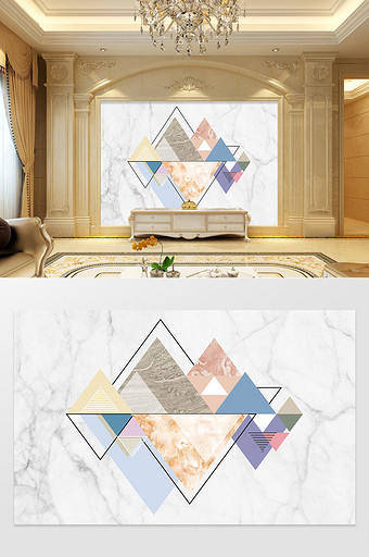 三角形大理石玻璃电视背景墙图片