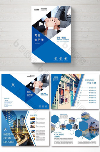 整套蓝色大气企业画册企业宣传册图片