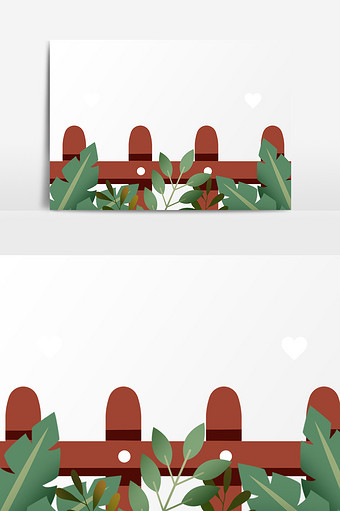 手绘植物栅栏插画元素图片