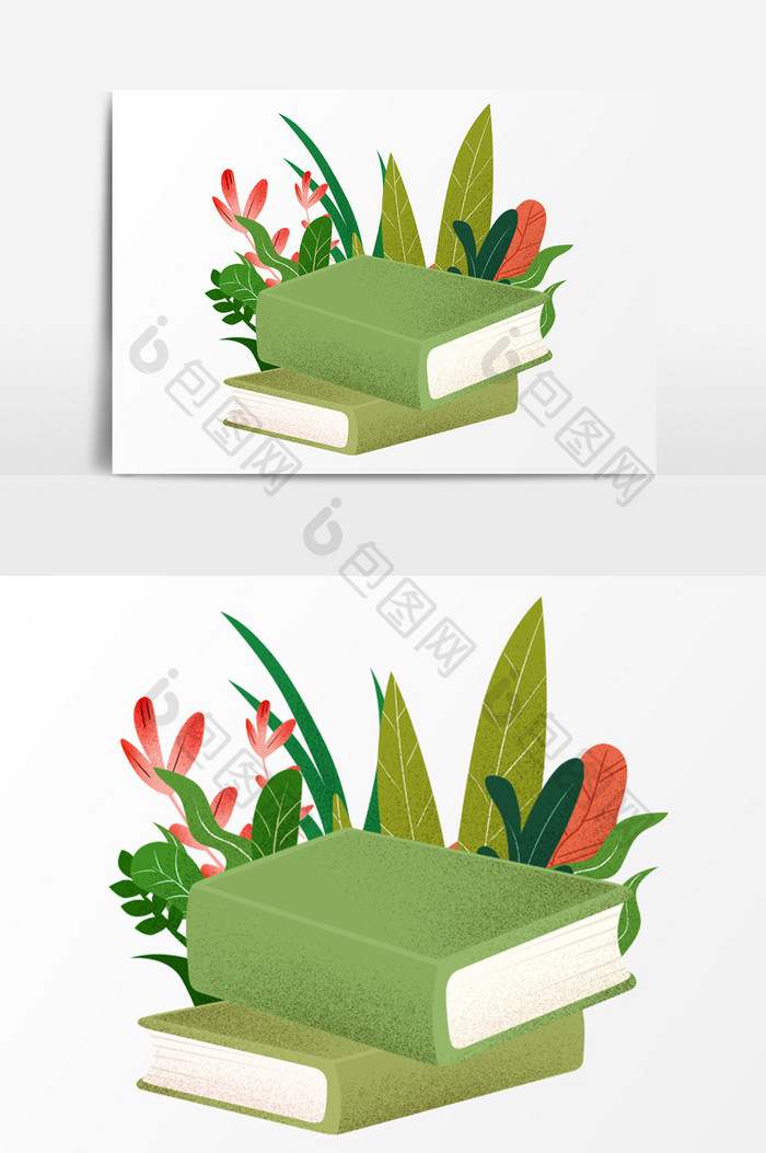 手绘清新植物插画元素素