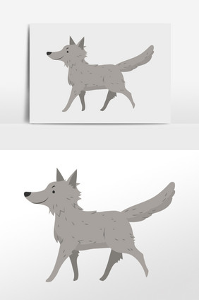 灰色狐狸插画元素