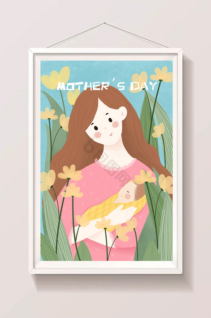 温馨母亲节插母女人物婴儿插图