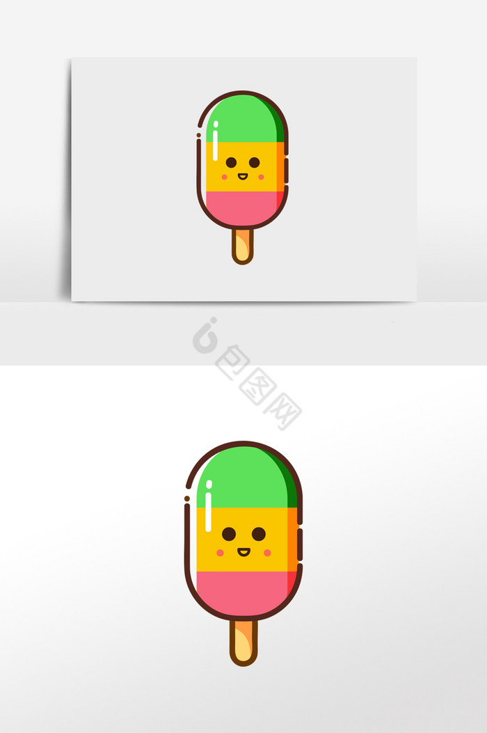 表情几何线性冰激凌app插画
