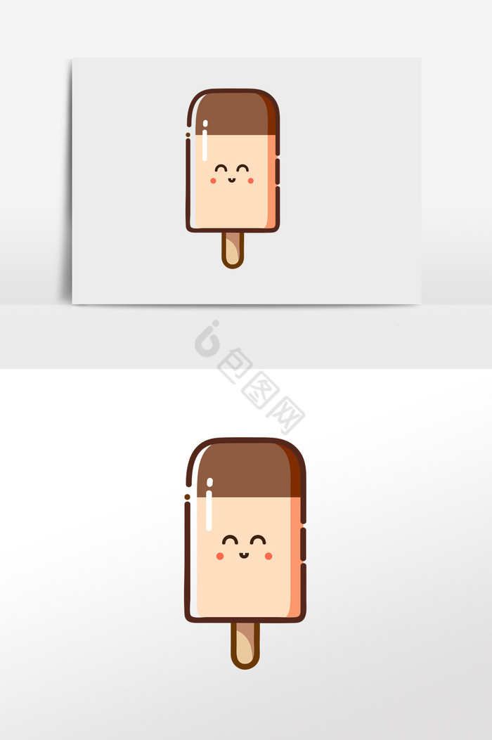 表情几何线性冰激凌插画