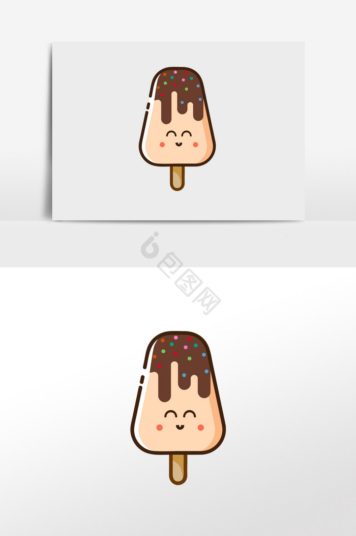 表情几何线性冰激凌app插画