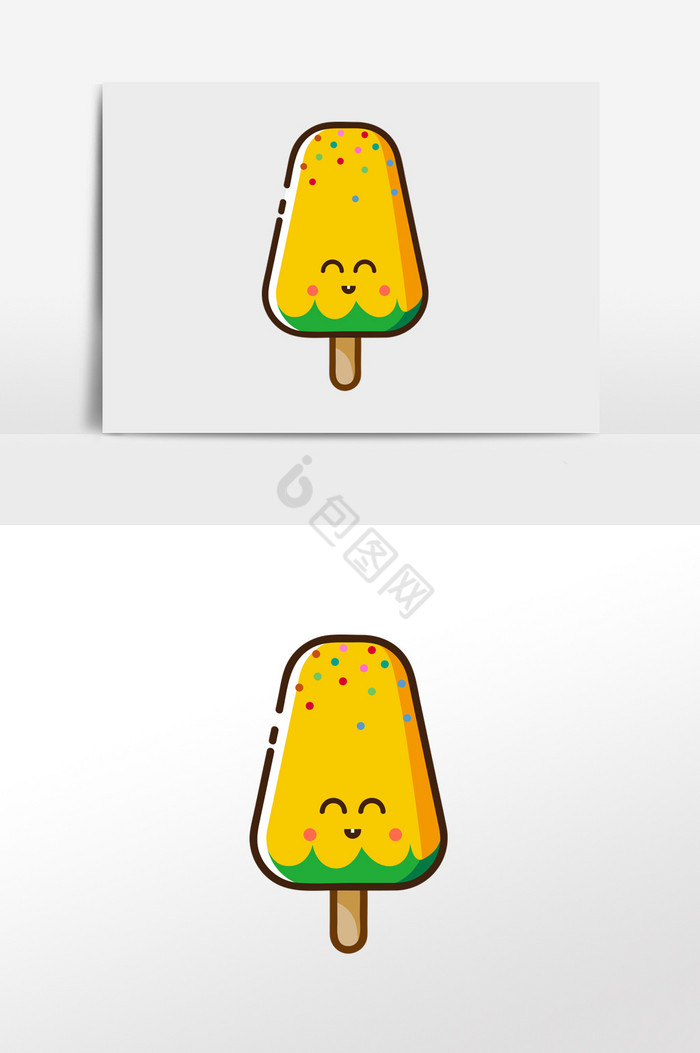 表情几何线性冰激凌插画