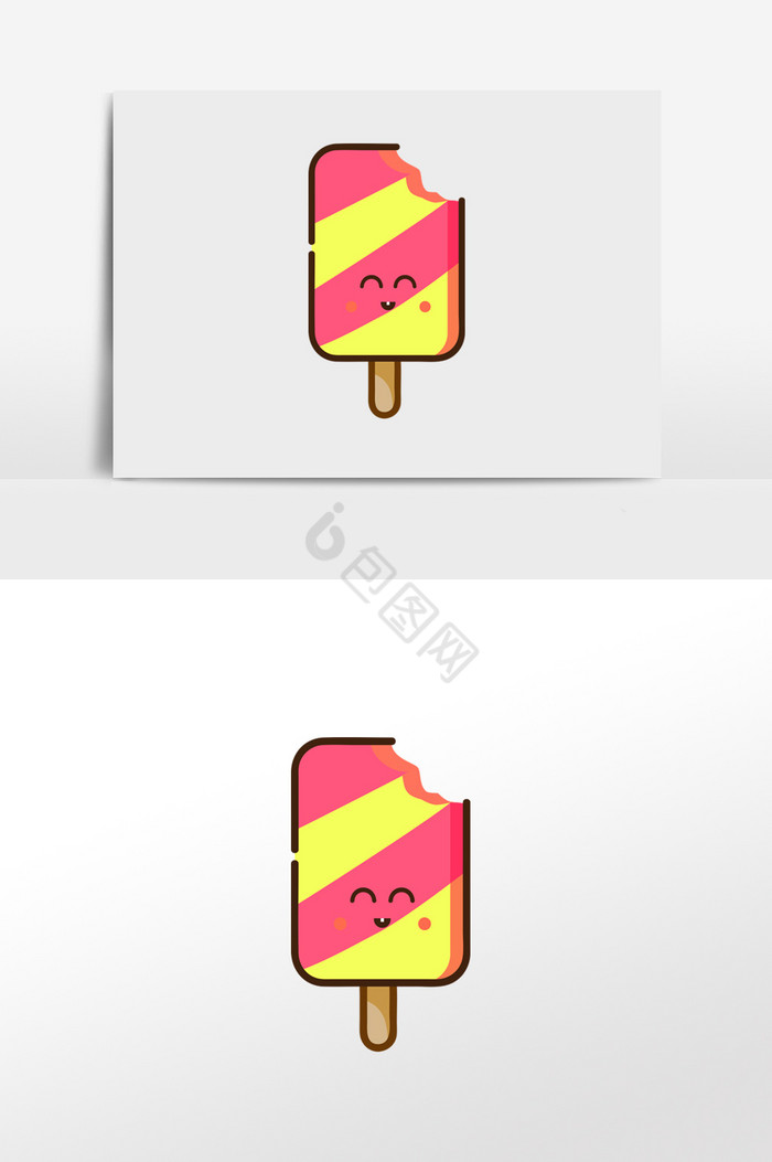 表情几何线性冰激凌插画