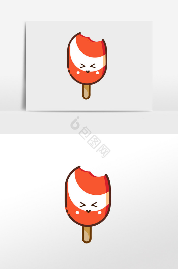 咬一表情几何线性冰激凌插画