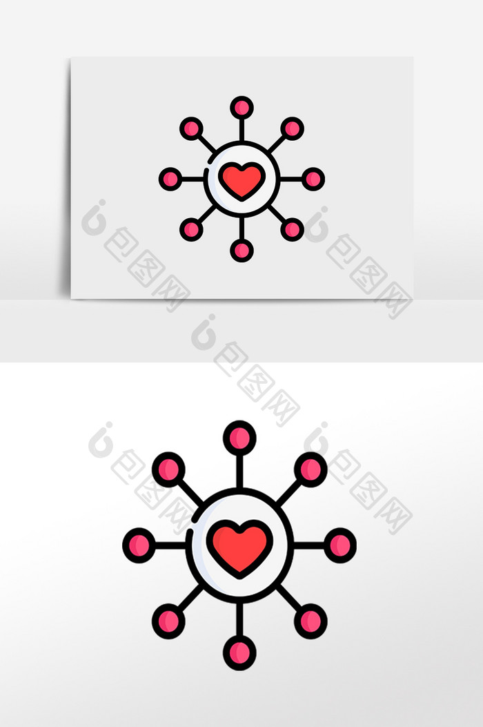 卡通扁平爱情基因手绘插画元素