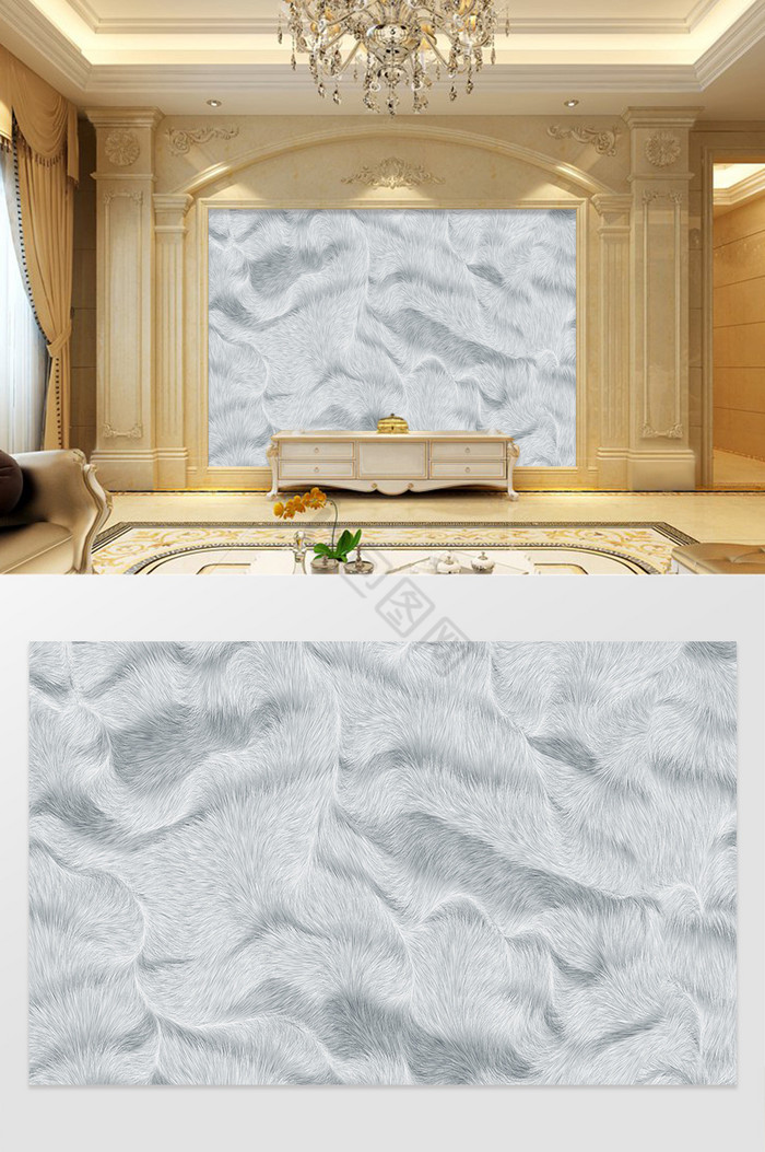 高清3D大理石纹山水花日出背景墙凤羽图片