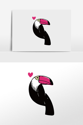 黑色的大嘴鸟动物元素插画图片