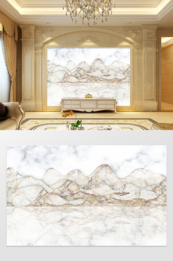 新中式抽象意境大理石山水石纹电视背景墙图片