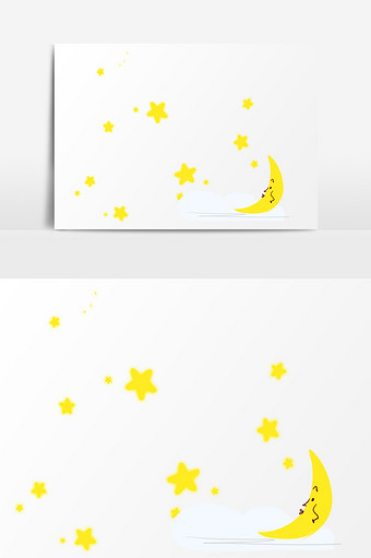 手绘星星月亮插画元素图片